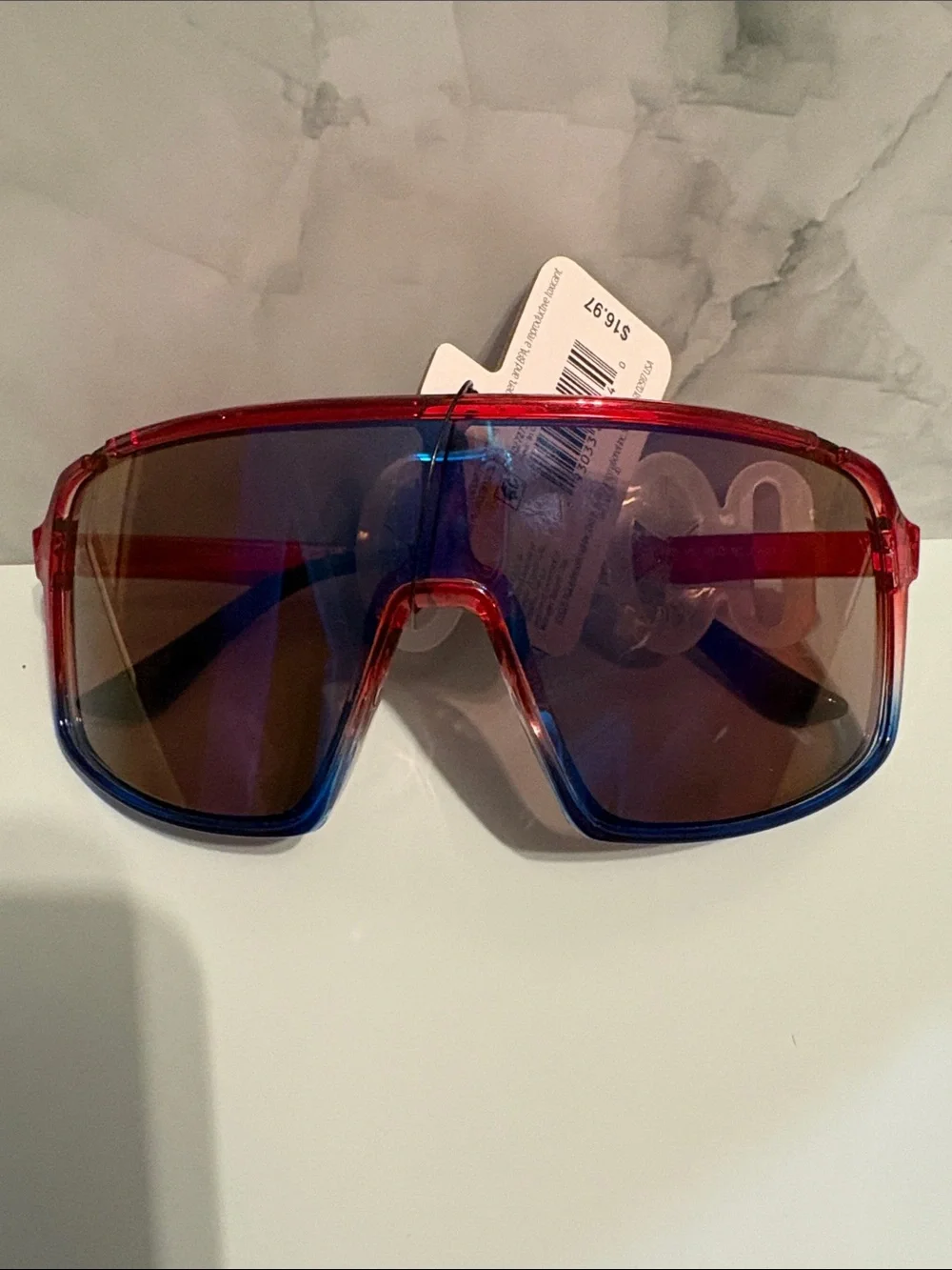 Wrangler Men’s Red-to-Blue Gradient Shield Sunglasses